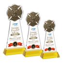 Fire Dept Full Color Gold on Hartford Base Unique Crystal Award