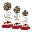 Fire Dept Full Color Red on Hartford Base Unique Crystal Award