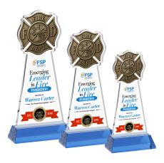 Fire Dept Full Color Sky Blue on Hartford Base Unique Crystal Award - Awards and Trophies