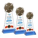 Fire Dept Full Color Sky Blue on Hartford Base Unique Crystal Award