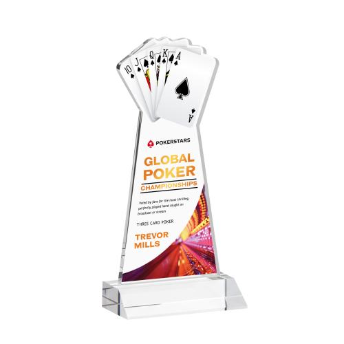 Awards and Trophies - Crystal Awards - Poker Full Color Clear Unique Crystal Award