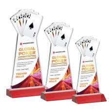 Poker Full Color Red Unique Crystal Award - Colored Crystal Awards