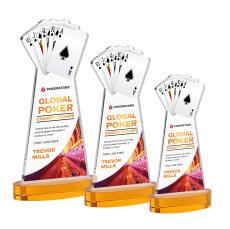 Poker Full Color Amber on Alberton Base Unique Crystal Award - Awards and Trophies