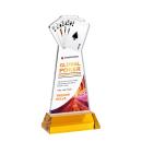 Poker Full Color Amber on Hartford Base Unique Crystal Award