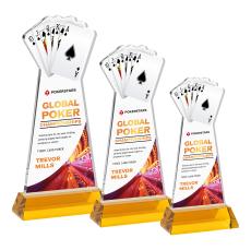 Poker Full Color Amber on Hartford Base Unique Crystal Award - Awards and Trophies