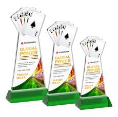 Poker Full Color Green on Hartford Base Unique Crystal Award - Awards and Trophies