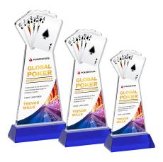 Poker Full Color Blue on Hartford Base Unique Crystal Award - Full Color Imprint