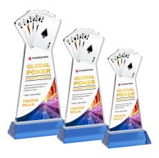 Poker Full Color Sky Blue on Hartford Base Unique Crystal Award - Full Color Imprint
