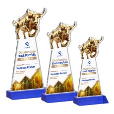 Raging Bull Full Color Blue Animals Crystal Award - Colored Crystal Awards