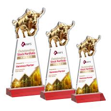 Raging Bull Full Color Red Animals Crystal Award - Colored Crystal Awards