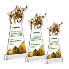 Raging Bull Full Color Clear on Alberton Base Animals Crystal Award - Crystal Awards
