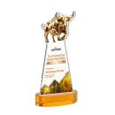 Raging Bull Full Color Amber on Alberton Base Animals Crystal Award