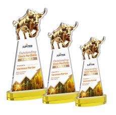 Raging Bull Full Color Gold on Alberton Base Animals Crystal Award - Full Color Imprint