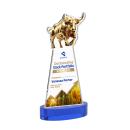 Raging Bull Full Color Blue on Alberton Base Animals Crystal Award