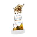 Raging Bull Full Color White on Alberton Base Animals Crystal Award