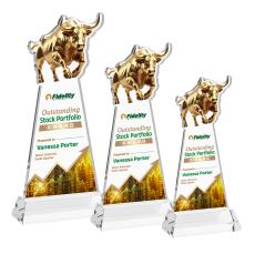 Raging Bull Full Color Clear on Hartford Base Animals Crystal Award - Awards and Trophies