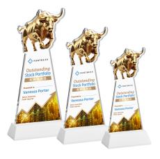 Raging Bull Full Color White on Hartford Base Animals Crystal Award - Full Color Imprint
