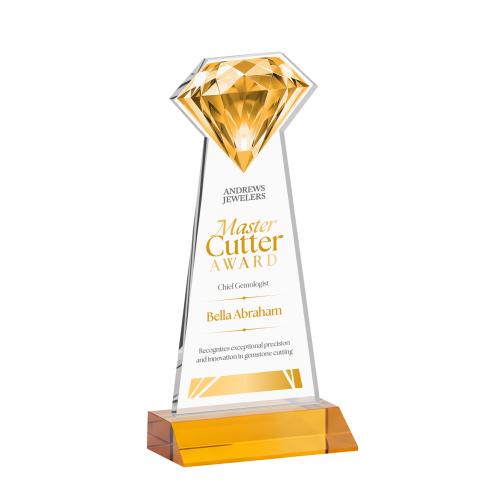 Awards and Trophies - Crystal Awards - Gemstone Full Color Amber Crystal Award