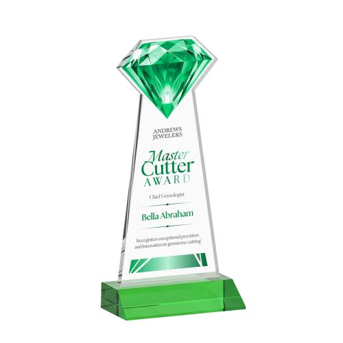 Awards and Trophies - Crystal Awards - Gemstone Full Color Green Crystal Award