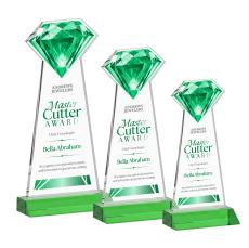 Gemstone Full Color Green Crystal Award - Full Color Imprint