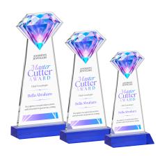 Gemstone Full Color Blue Crystal Award - Full Color Imprint