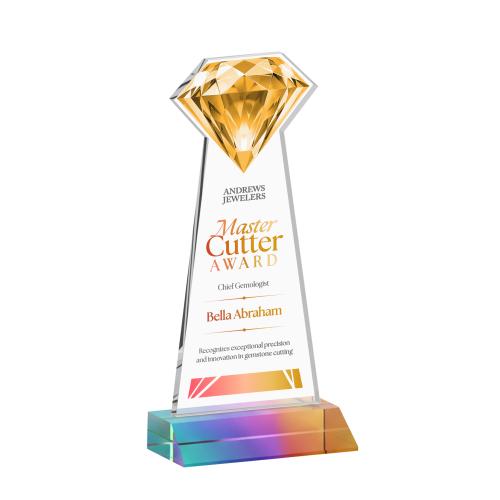 Awards and Trophies - Crystal Awards - Gemstone Full Color Prismatic Crystal Award