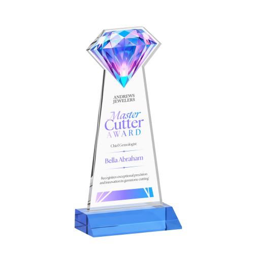 Awards and Trophies - Crystal Awards - Gemstone Full Color Sky Blue Crystal Award