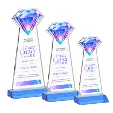 Gemstone Full Color Sky Blue Crystal Award - Full Color Imprint