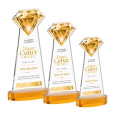 Gemstone Full Color Amber on Alberton Base Crystal Award - Full Color Imprint