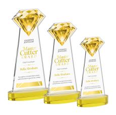 Gemstone Full Color Gold on Alberton Base Crystal Award - Full Color Imprint