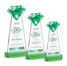 Gemstone Full Color Green on Alberton Base Crystal Award - Full Color Imprint