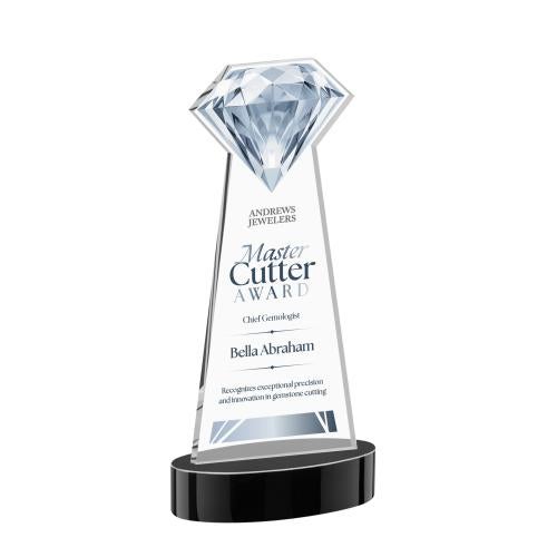 Awards and Trophies - Crystal Awards - Gemstone Full Color Black on Alberton Base Crystal Award