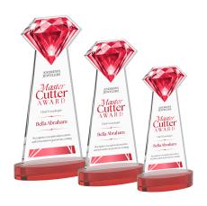 Gemstone Full Color Red on Alberton Base Crystal Award - Full Color Imprint