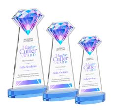 Gemstone  Full Color Sky Blue on Alberton Base Crystal Award - Full Color Imprint