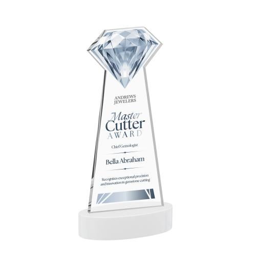 Awards and Trophies - Crystal Awards - Gemstone Full Color White on Alberton Base Crystal Award