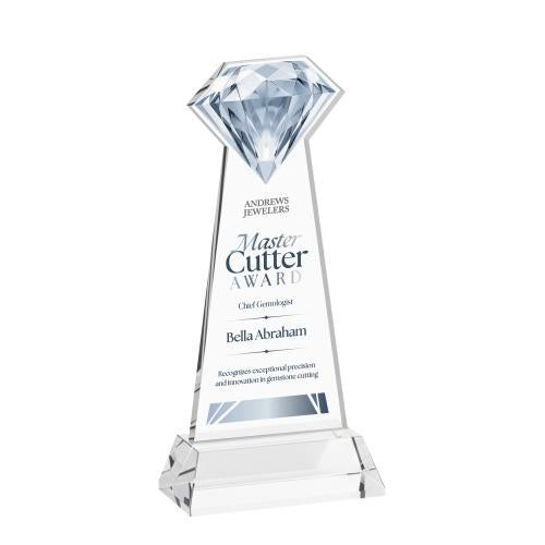 Awards and Trophies - Crystal Awards - Gemstone Full Color Clear on Hartford Base Crystal Award