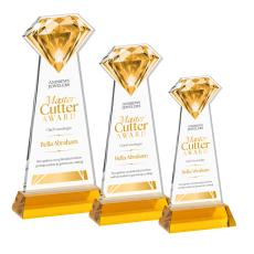 Gemstone Full Color Amber on Hartford Base Crystal Award - Full Color Imprint