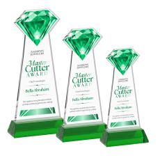 Gemstone  Full Color Green on Hartford Base Crystal Award - Full Color Imprint