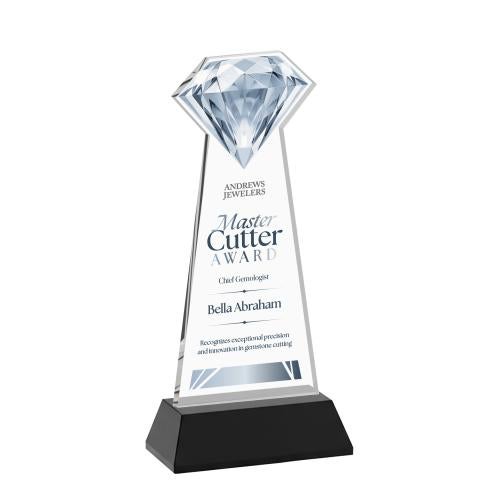Awards and Trophies - Crystal Awards - Gemstone Full Color Black on Hartford Base Crystal Award