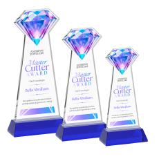 Gemstone Full Color Blue on Hartford Base Crystal Award - Full Color Imprint