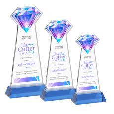 Gemstone Full Color Sky Blue on Hartford Base Crystal Award - Full Color Imprint