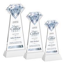 Gemstone Full Color White on Hartford Base Crystal Award - Full Color Imprint