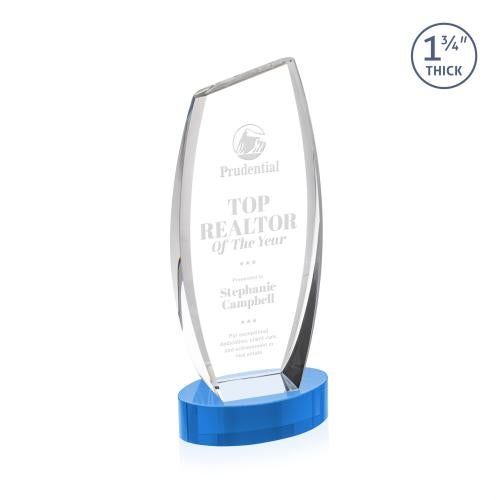 Awards and Trophies - Crystal Awards - Colorado Sky Blue on Base Peaks Crystal Award