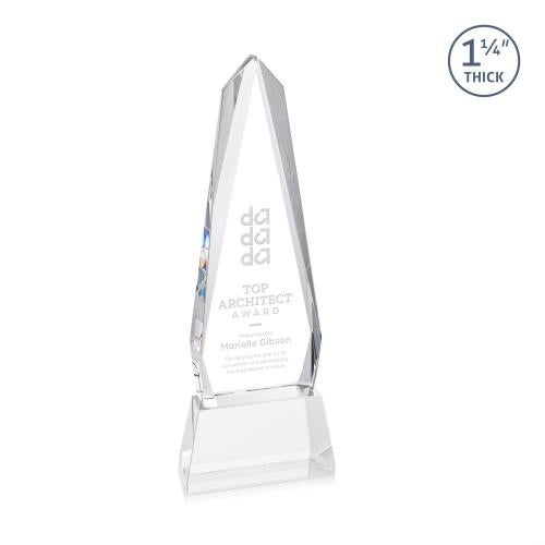 Awards and Trophies - Crystal Awards - Cheswick Clear on Entwhistle Base Obelisk Crystal Award
