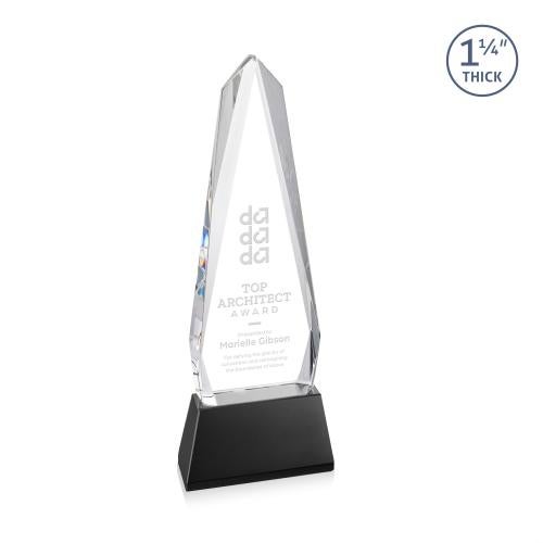 Awards and Trophies - Crystal Awards - Cheswick Black on Entwhistle Base Obelisk Crystal Award