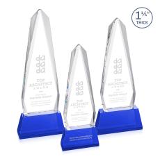 Cheswick Blue on Entwhistle Base Obelisk Crystal Award - Awards and Trophies