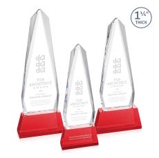 Cheswick Red on Entwhistle Base Obelisk Crystal Award - Awards and Trophies