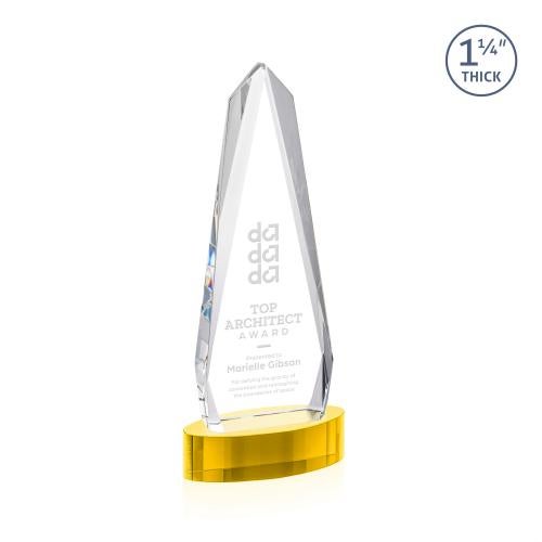 Awards and Trophies - Crystal Awards - Cheswick Gold on Alberton Base Obelisk Crystal Award
