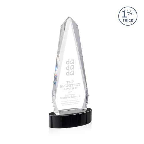 Awards and Trophies - Crystal Awards - Cheswick Black on Alberton Base Obelisk Crystal Award