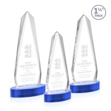 Cheswick Sky Blue on Alberton Base Obelisk Crystal Award - Awards and Trophies